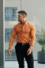 FS Super Slim Stretch Orange Denim Long Sleeve with Button Down Collar - FS1136 sold by Father Sons