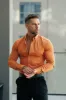 FS Super Slim Stretch Orange Denim Long Sleeve with Button Down Collar - FS1136 sold by Father Sons