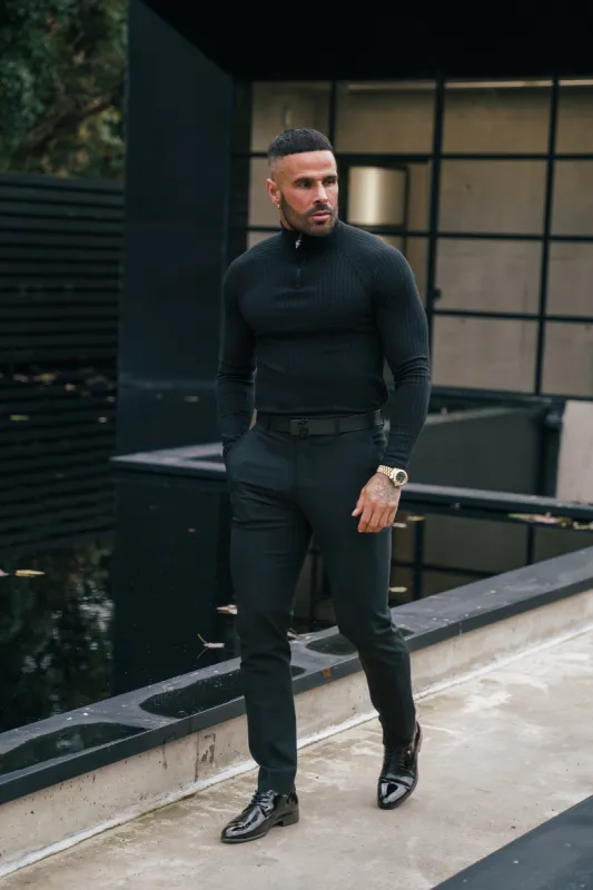 FS Classic Black Ribbed Zip Funnel Neck Raglan Long Sleeve Crew - FSH1265 sold by Father Sons