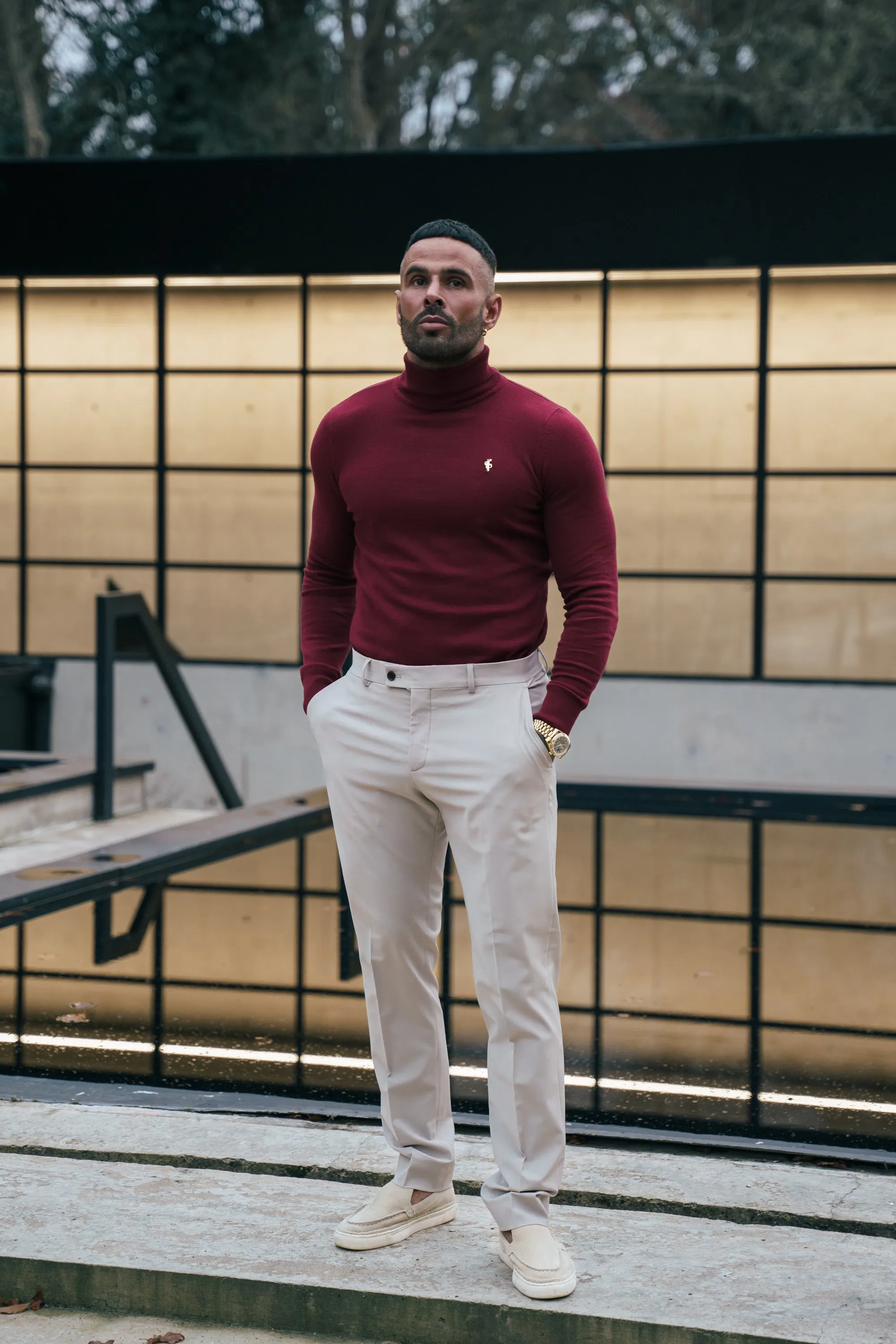 FS Brick Red Roll Neck Knitted Jumper With FS Branding - FSN203 sold by Father Sons product image thumbnail 5