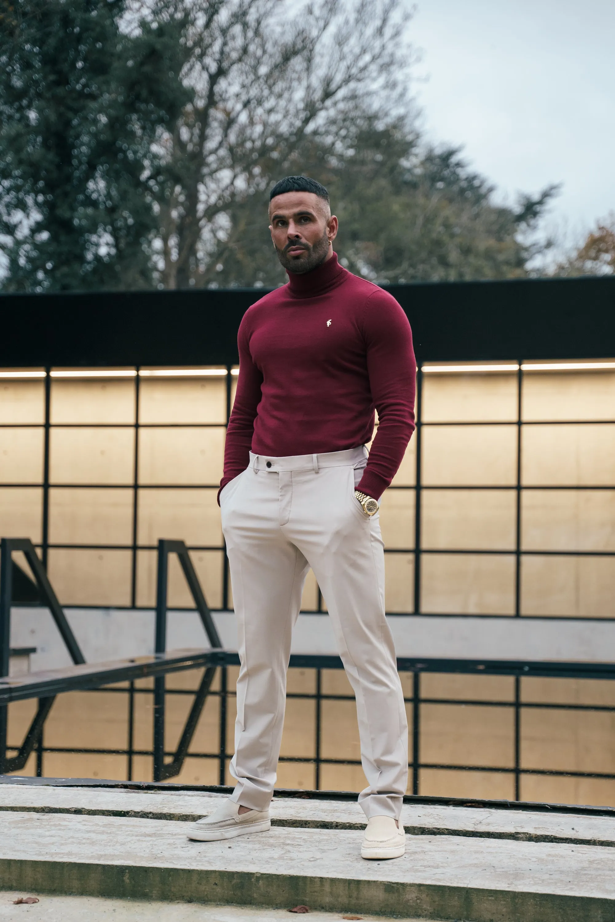 FS Brick Red Roll Neck Knitted Jumper With FS Branding - FSN203 sold by Father Sons product image thumbnail 2