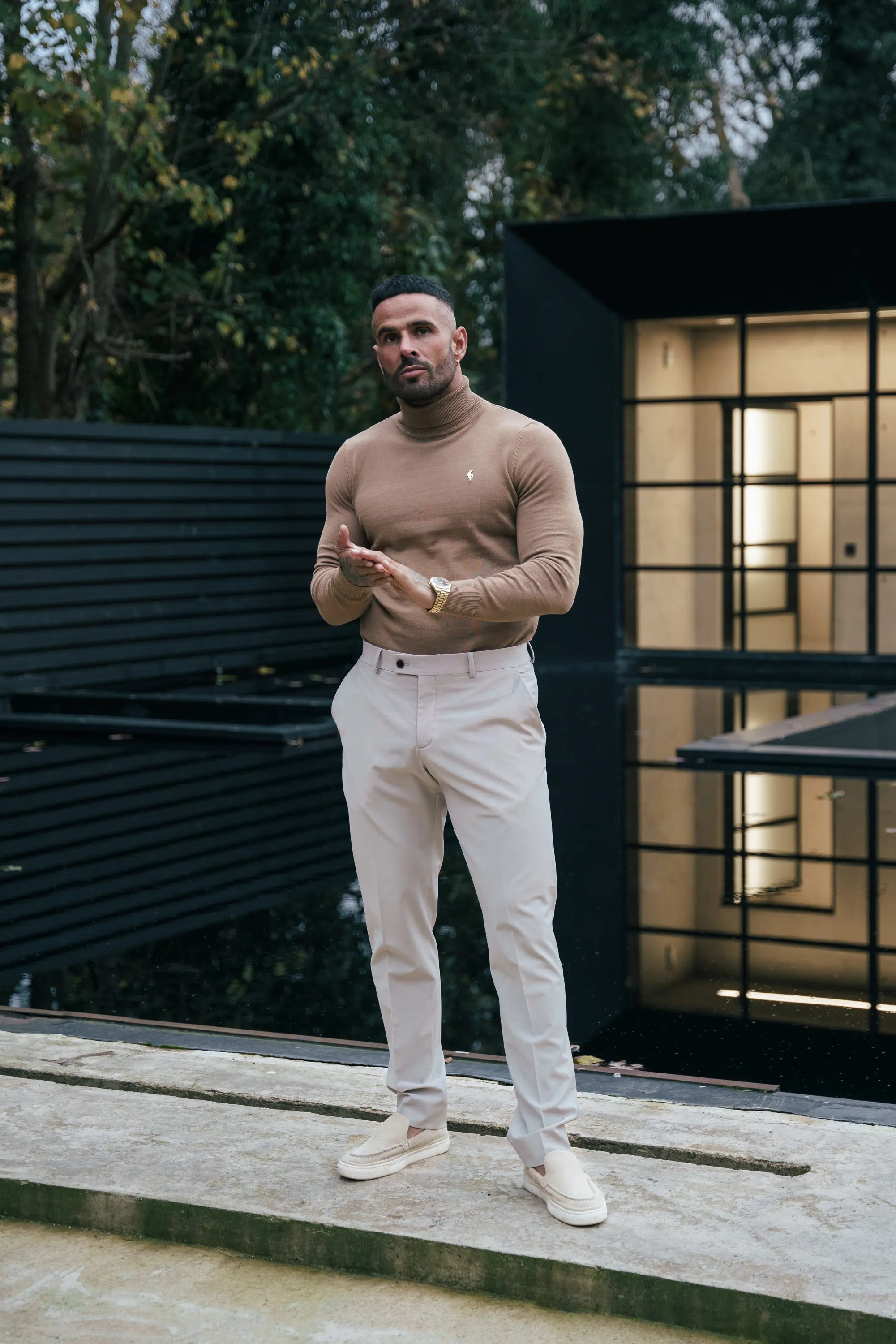 FS Camel Roll Neck Knitted Jumper With FS Branding - FSN202 sold by Father Sons product image thumbnail 2