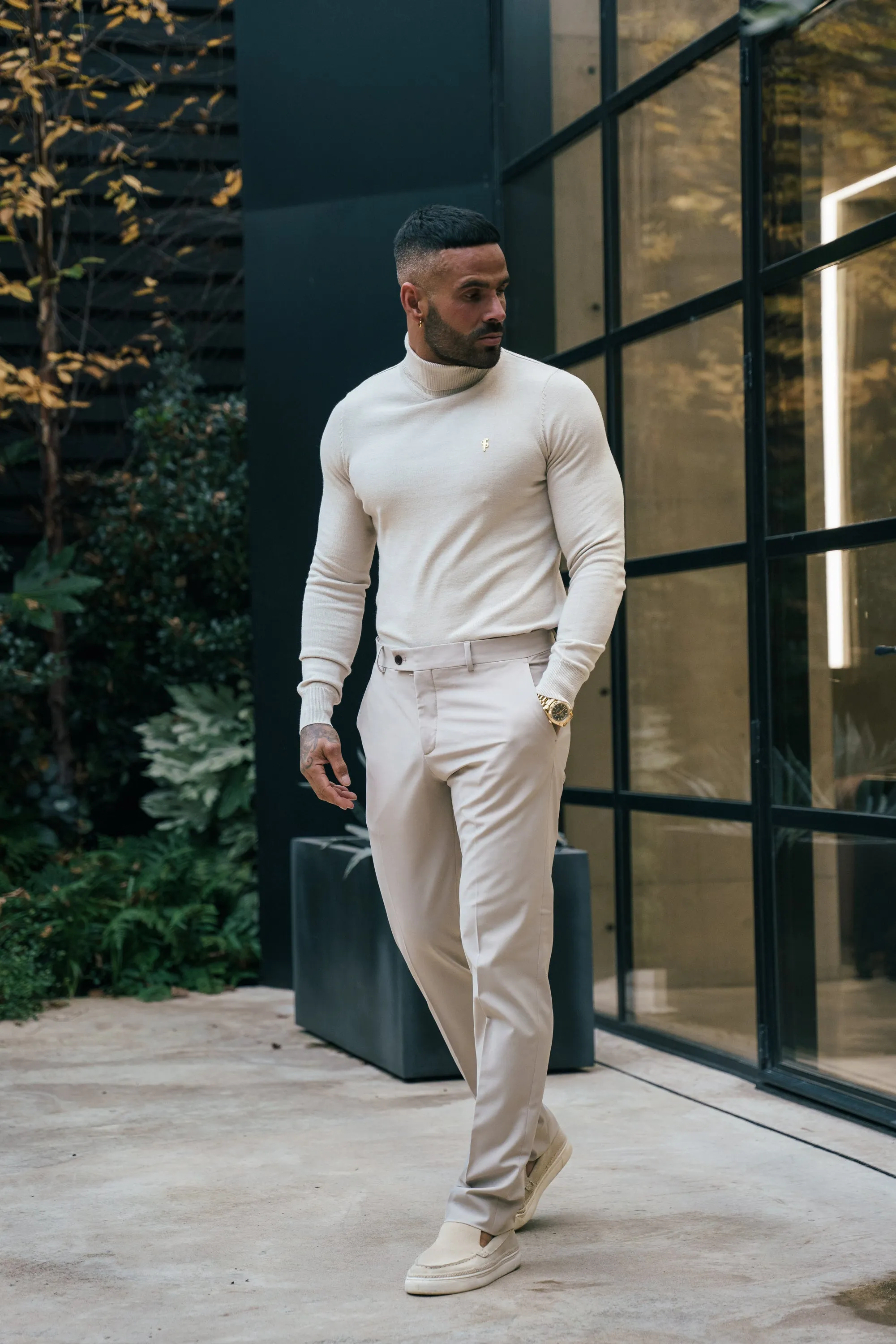 FS Beige Roll Neck Knitted Jumper With FS Branding - FSN204 sold by Father Sons product image thumbnail 4