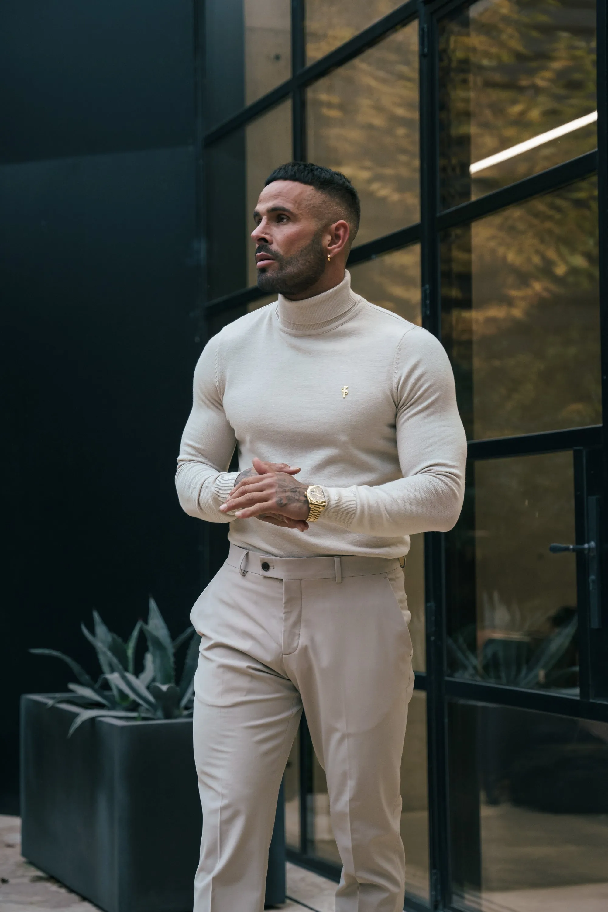 FS Beige Roll Neck Knitted Jumper With FS Branding - FSN204 sold by Father Sons product image thumbnail 5