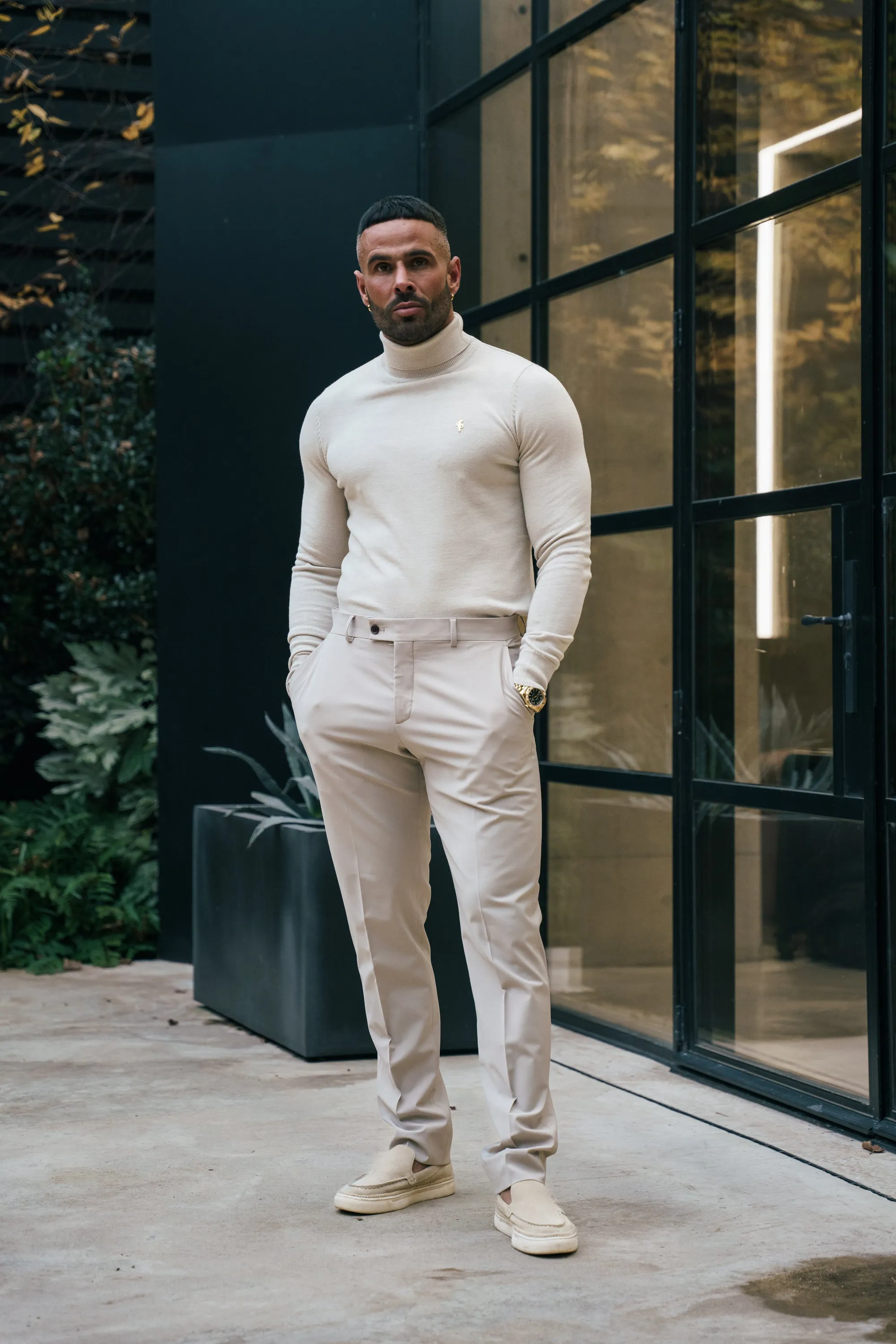 FS Beige Roll Neck Knitted Jumper With FS Branding - FSN204 sold by Father Sons product image thumbnail 3