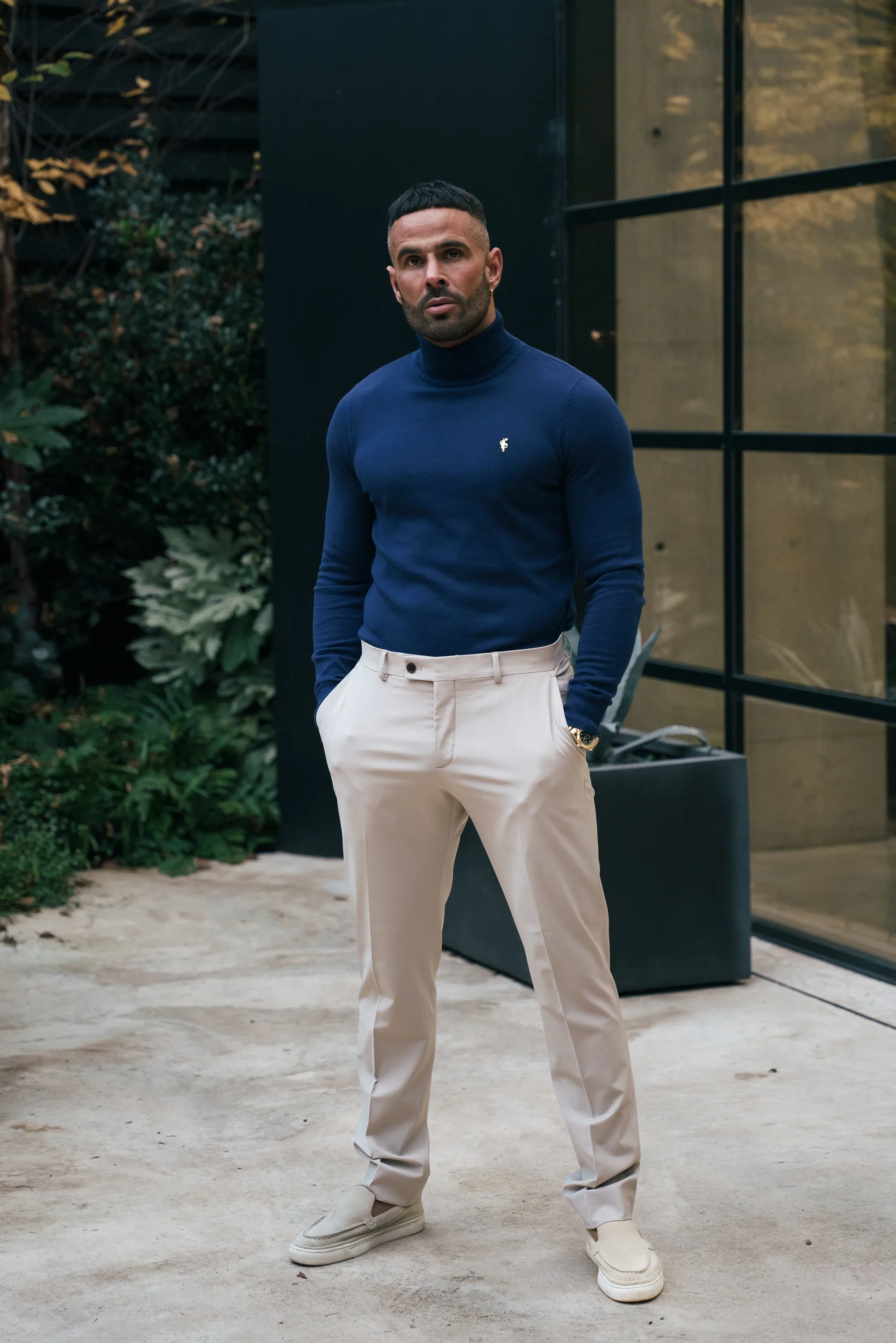 FS Navy Roll Neck Knitted Jumper With FS Branding - FSN206 sold by Father Sons product image thumbnail 3