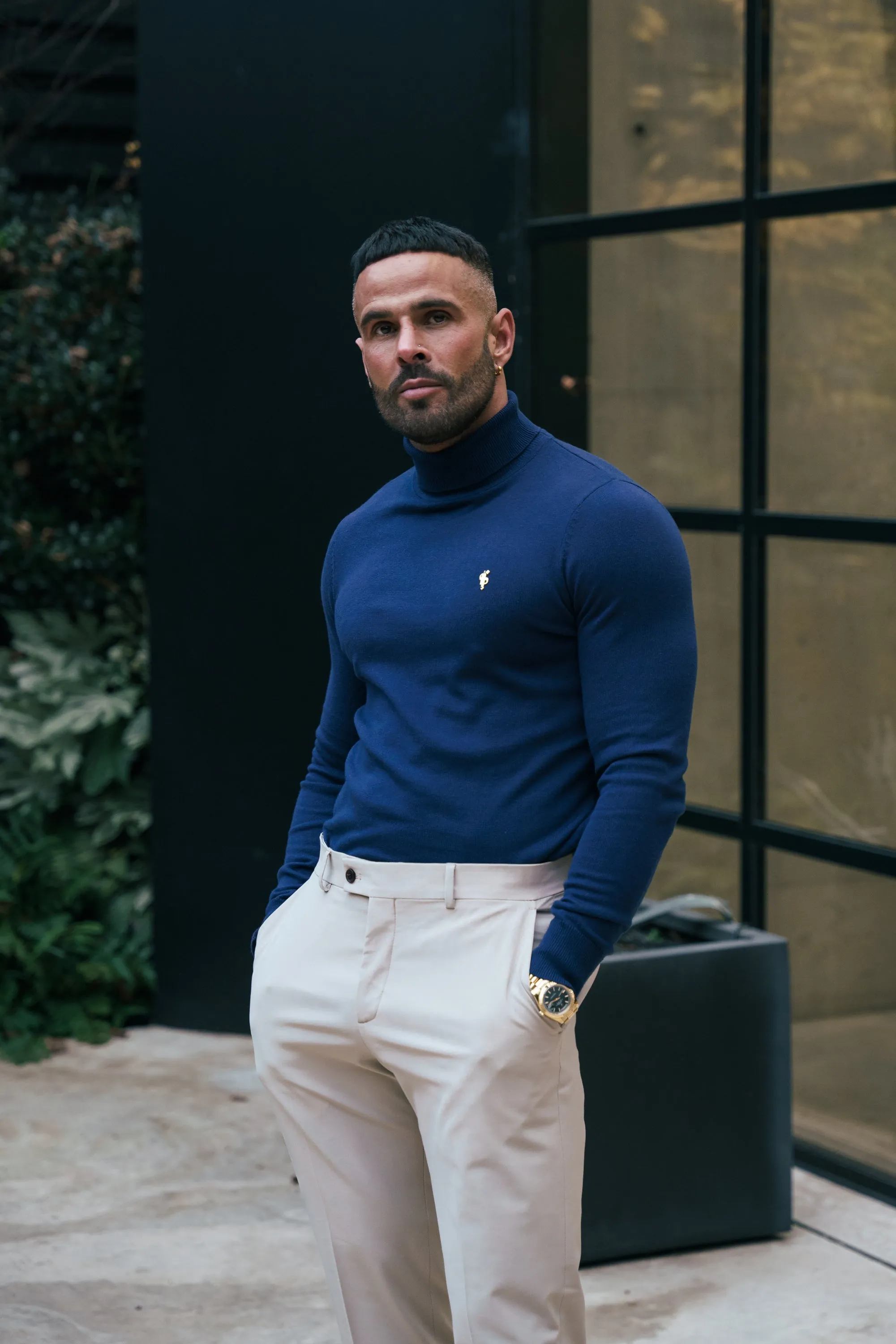 FS Navy Roll Neck Knitted Jumper With FS Branding - FSN206 sold by Father Sons product image thumbnail 4