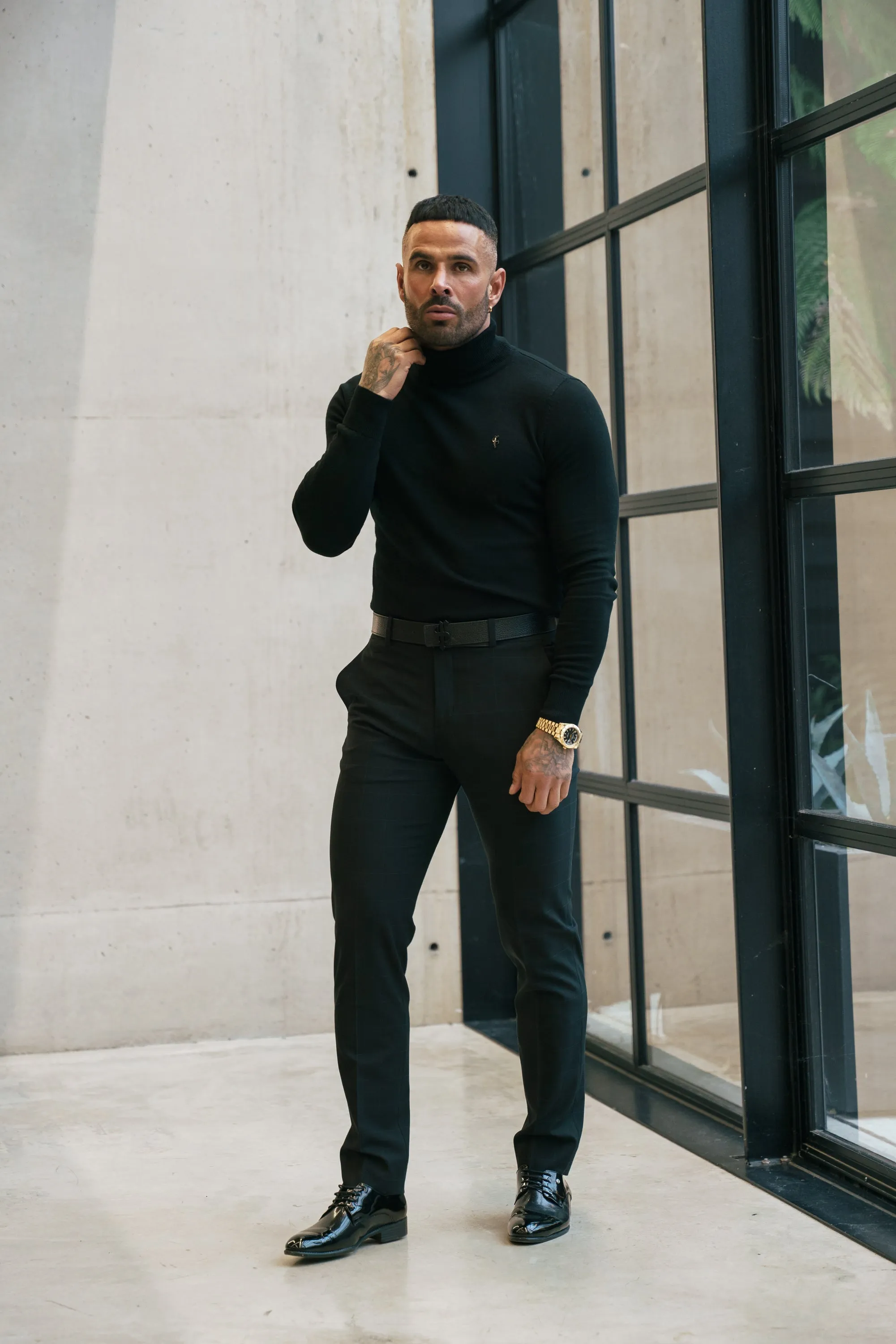 FS Black Roll Neck Knitted Jumper With FS Branding - FSN201 sold by Father Sons product image thumbnail 5