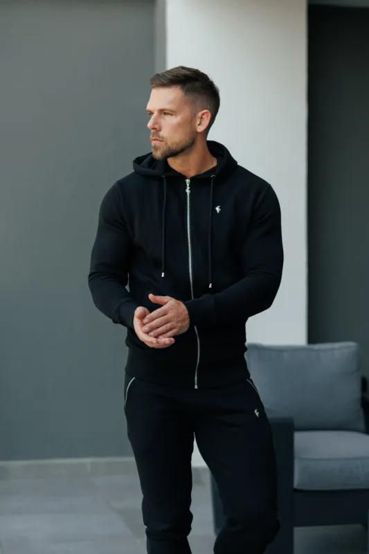 FS Black / Silver Full Zip Hoodie with Pockets - FSH1247 sold by Father Sons