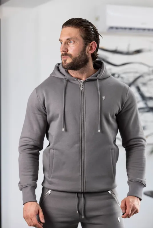 FS Charcoal / Silver Full Zip Hoodie with Pockets - FSH1251 sold by Father Sons