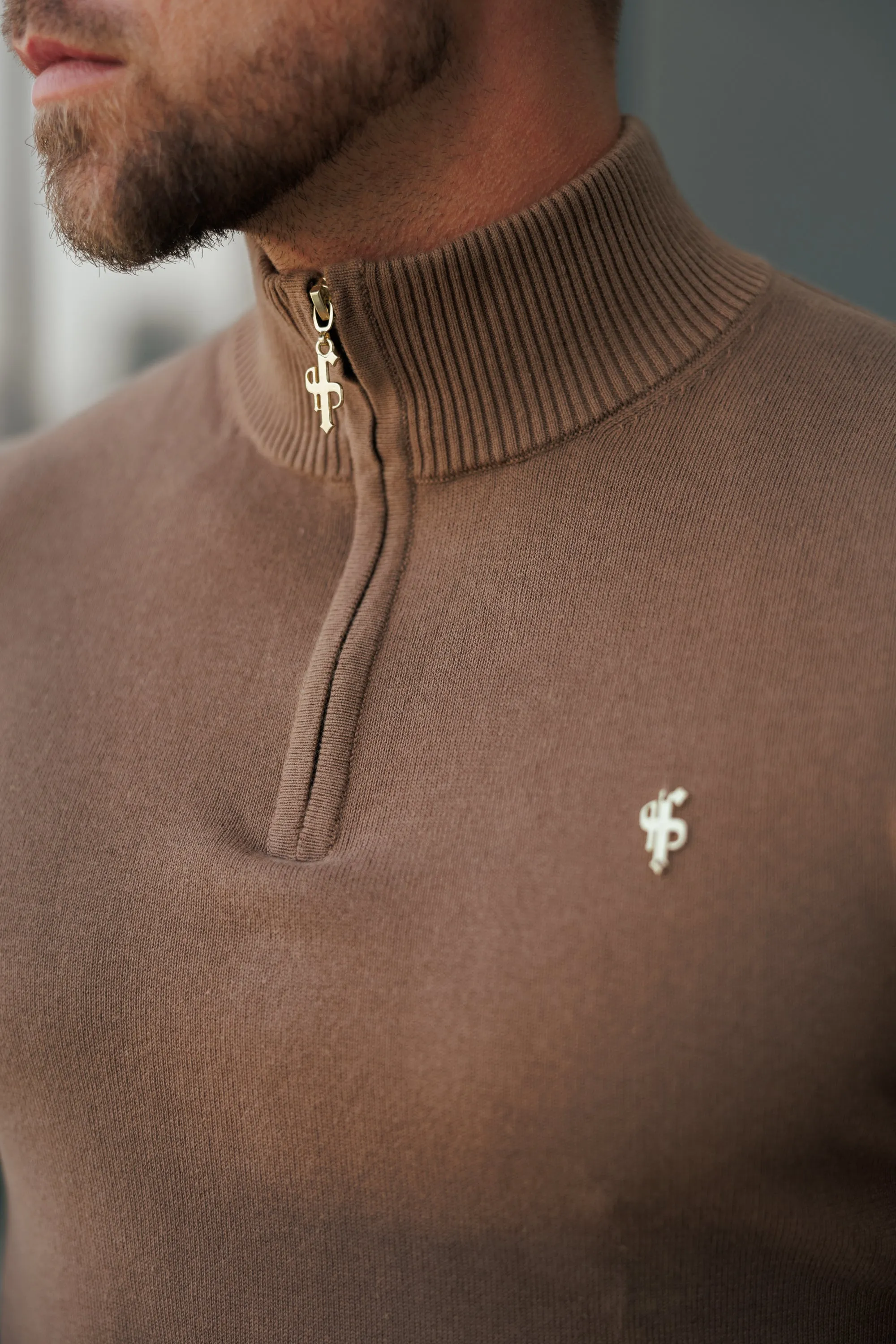 FS Camel Funnel Neck Knitted Jumper With FS Branding - FSN187 sold by Father Sons product image thumbnail 5