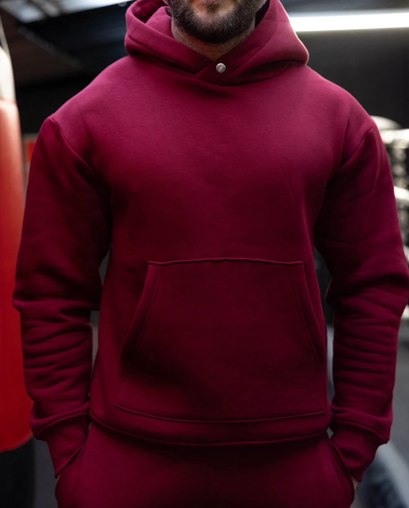 FS Burgundy Oversized Hoodie With Functional FS Stud - FSR008 sold by Father Sons product image thumbnail 3
