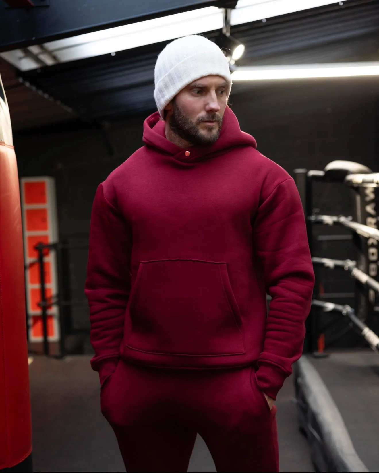 FS Burgundy Oversized Hoodie With Functional FS Stud - FSR008 sold by Father Sons