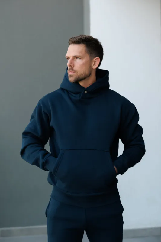FS Navy Oversized Hoodie With Functional FS Stud - FSR002 sold by Father Sons