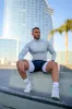 Father Sons Long Sleeve Light Grey / Silver Half Zip Gym Top - FSH890 sold by Father Sons