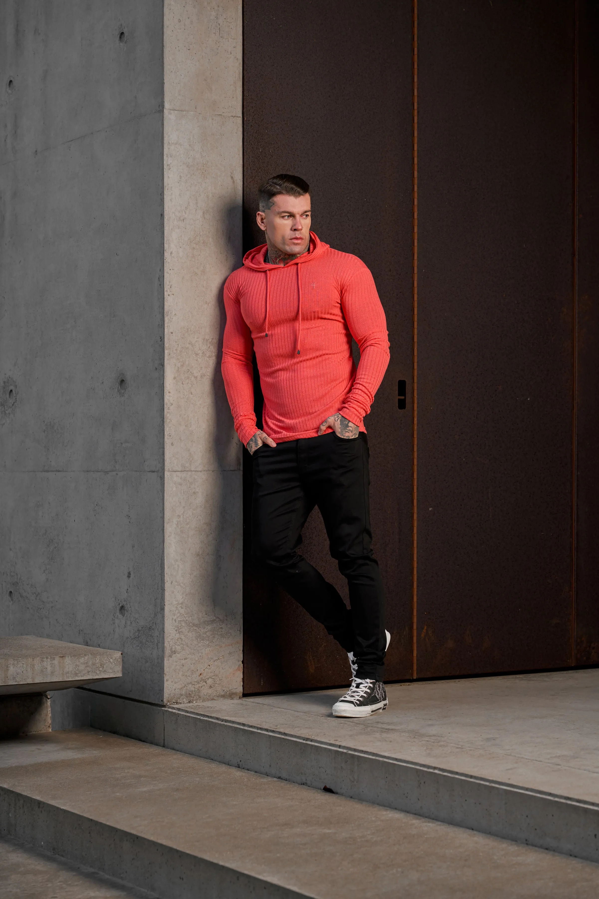 Father Sons Classic Coral Ribbed Knit Hoodie Sweater - FSH909 sold by Father Sons product image thumbnail 5