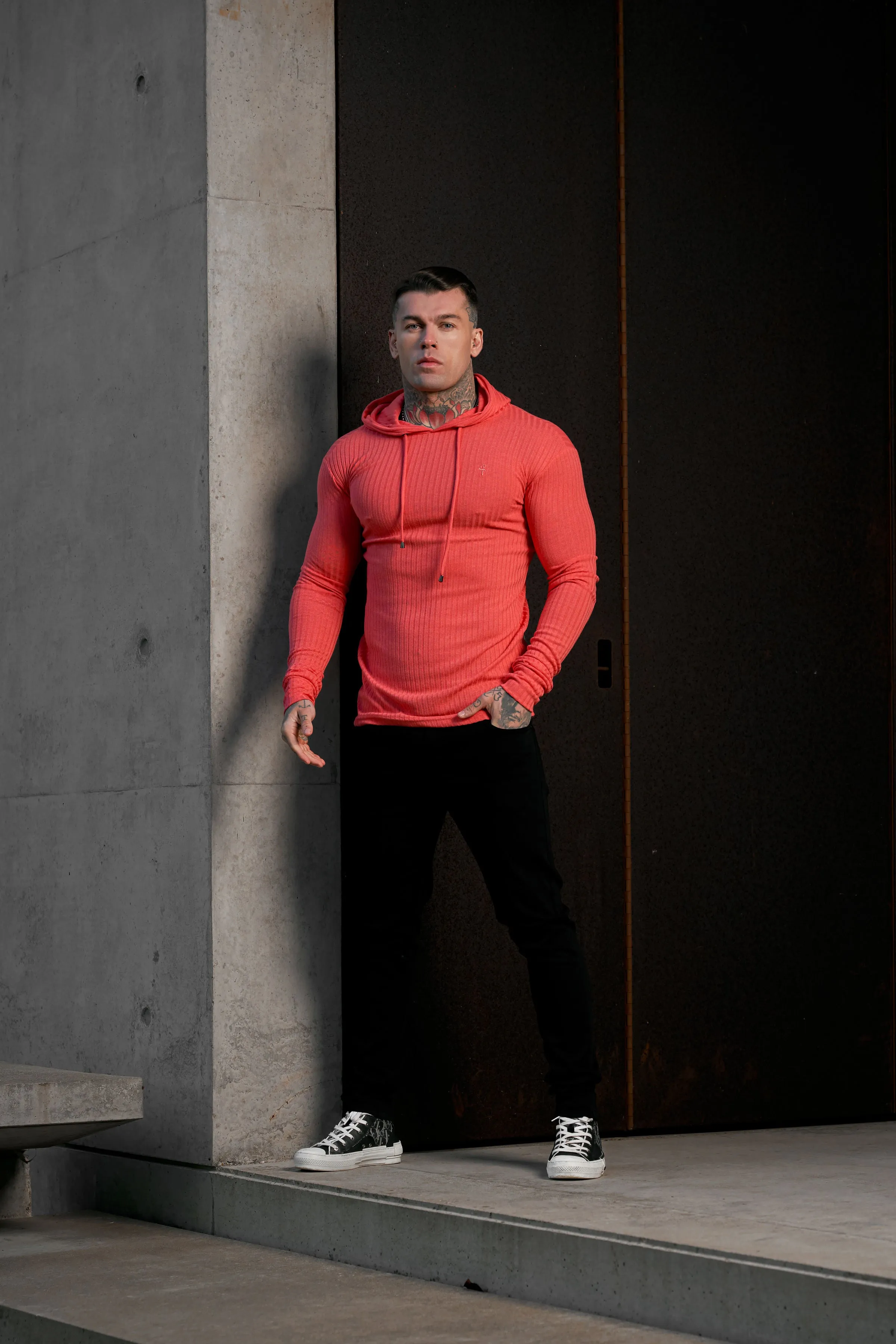 Father Sons Classic Coral Ribbed Knit Hoodie Sweater - FSH909 sold by Father Sons product image thumbnail 4