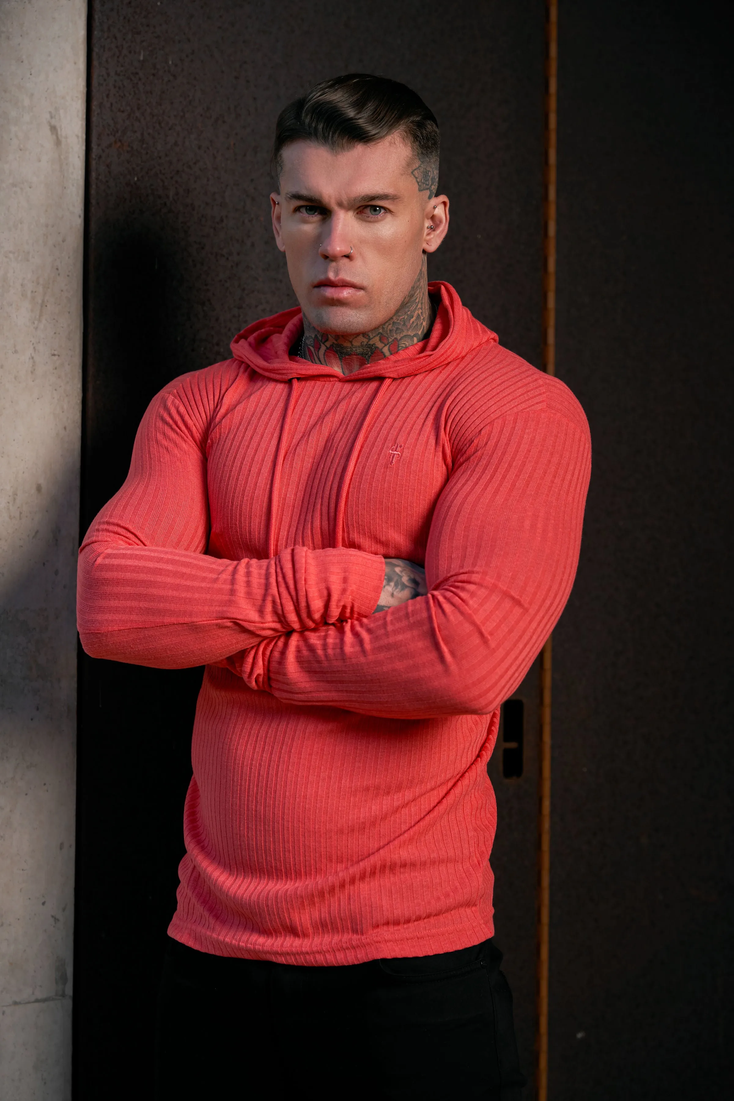 Father Sons Classic Coral Ribbed Knit Hoodie Sweater - FSH909 sold by Father Sons product image thumbnail 2