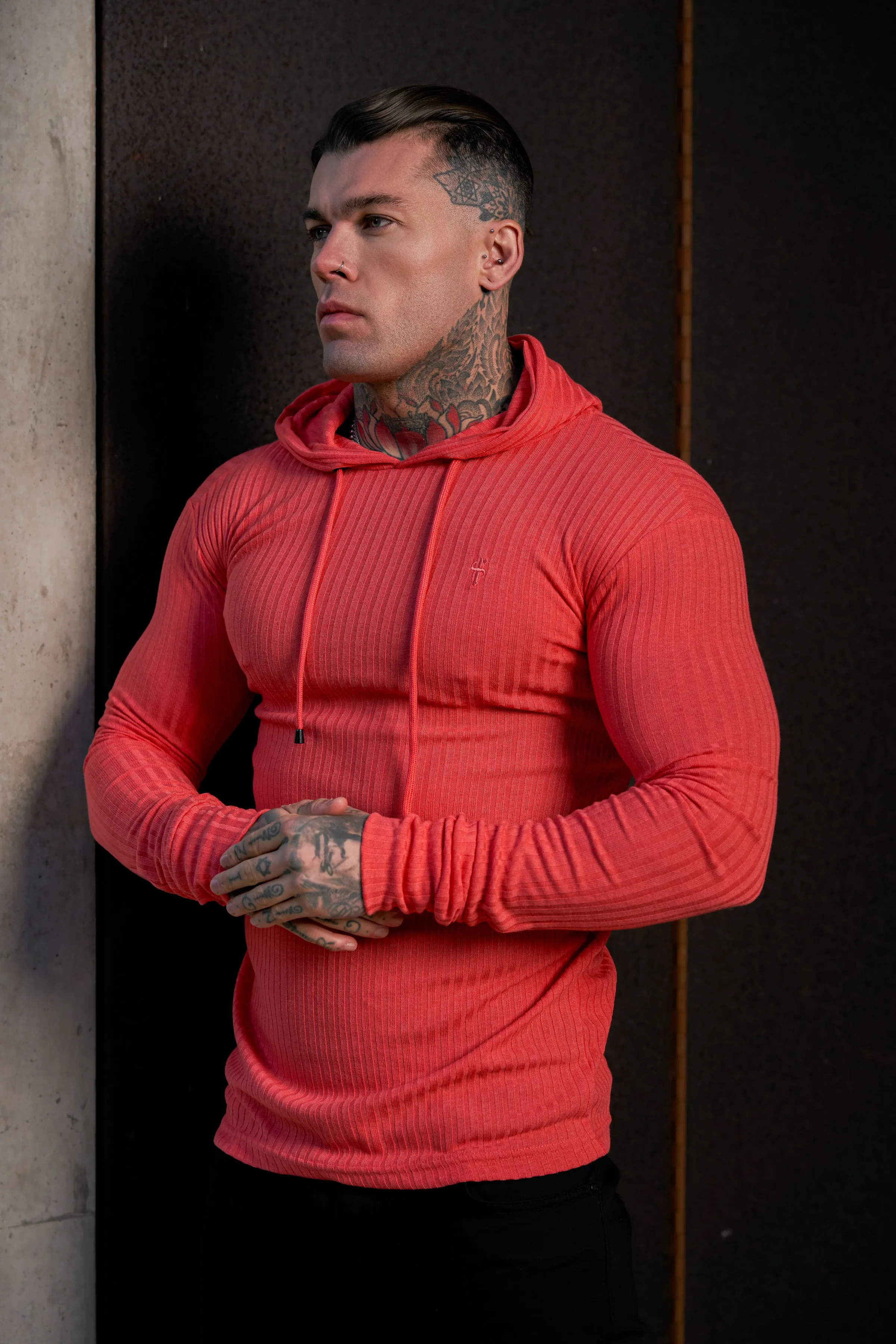 Father Sons Classic Coral Ribbed Knit Hoodie Sweater - FSH909 sold by Father Sons