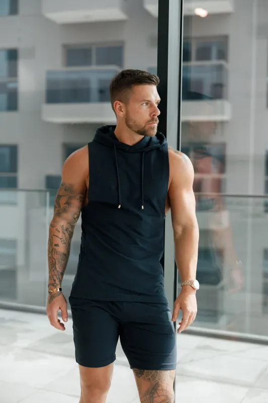 Father Sons Sleeveless Navy Gym Hoodie - FSH895 sold by Father Sons