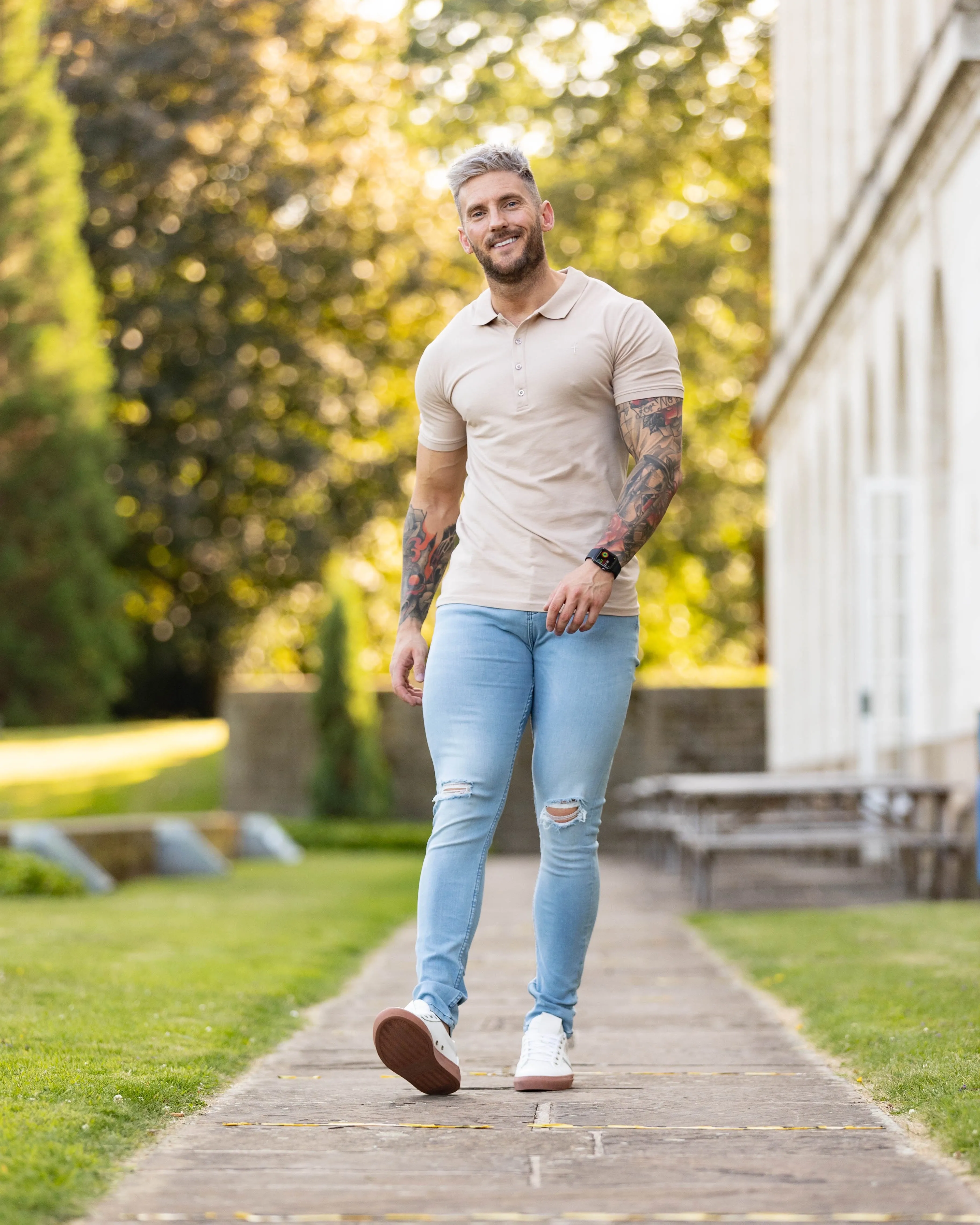 Father Sons Ultra Stretch Navy Bleached Slim Jeans with Knee Rips - FSJEAN005 sold by Father Sons product image thumbnail 5