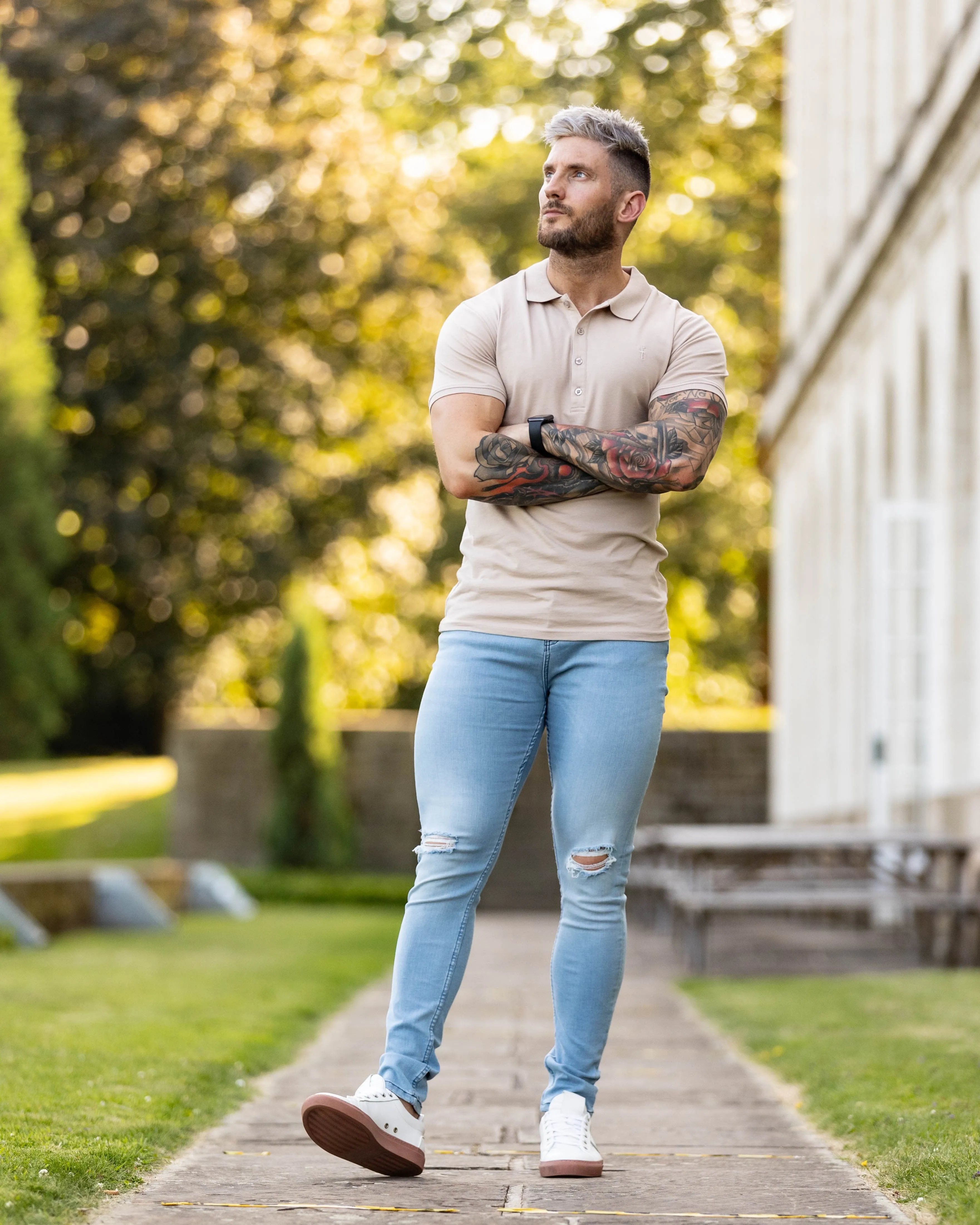 Father Sons Ultra Stretch Navy Bleached Slim Jeans with Knee Rips - FSJEAN005 sold by Father Sons product image thumbnail 4