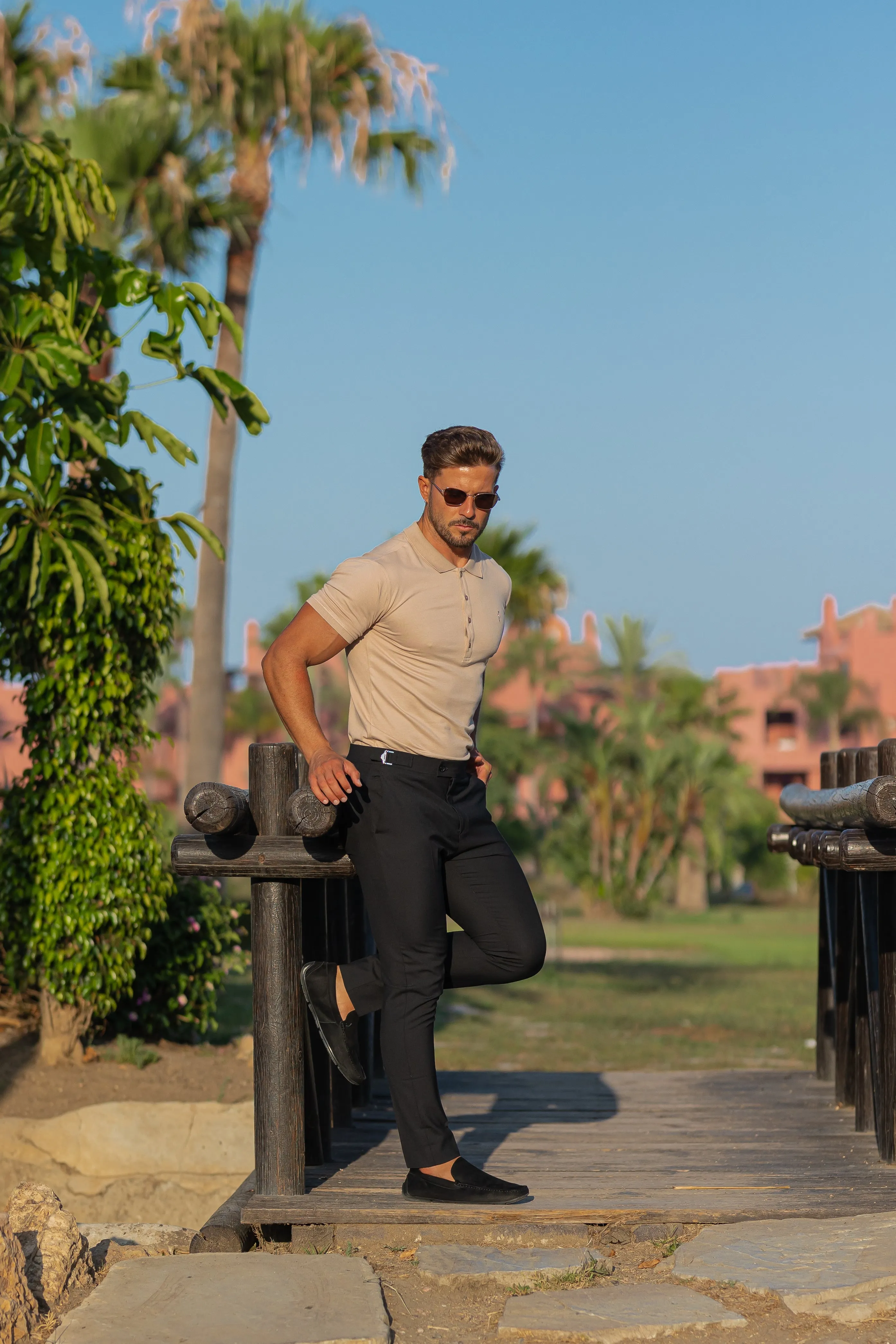 Classic Beige Polo Shirt with Tonal Button and Embroidery - FSH827 sold by Father Sons product image thumbnail 2