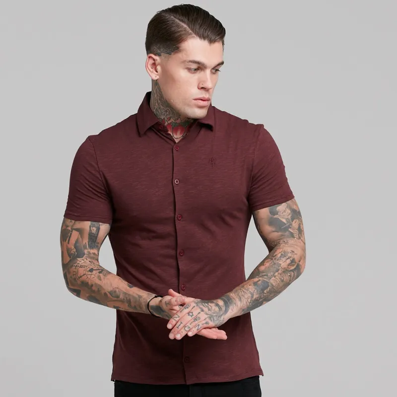Father Sons Super Slim Burgundy Jersey Short Sleeve - FSH016 (LAST CHANCE) sold by Father Sons