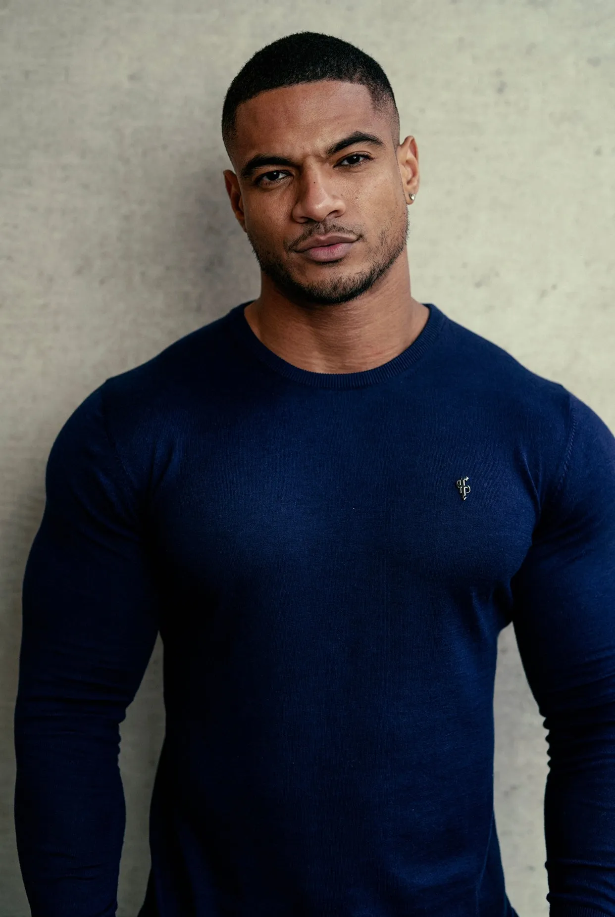 Father Sons Classic Navy Crew Neck Knitted Sweater with Gunmetal Emblem - FSH669 sold by Father Sons product image thumbnail 5