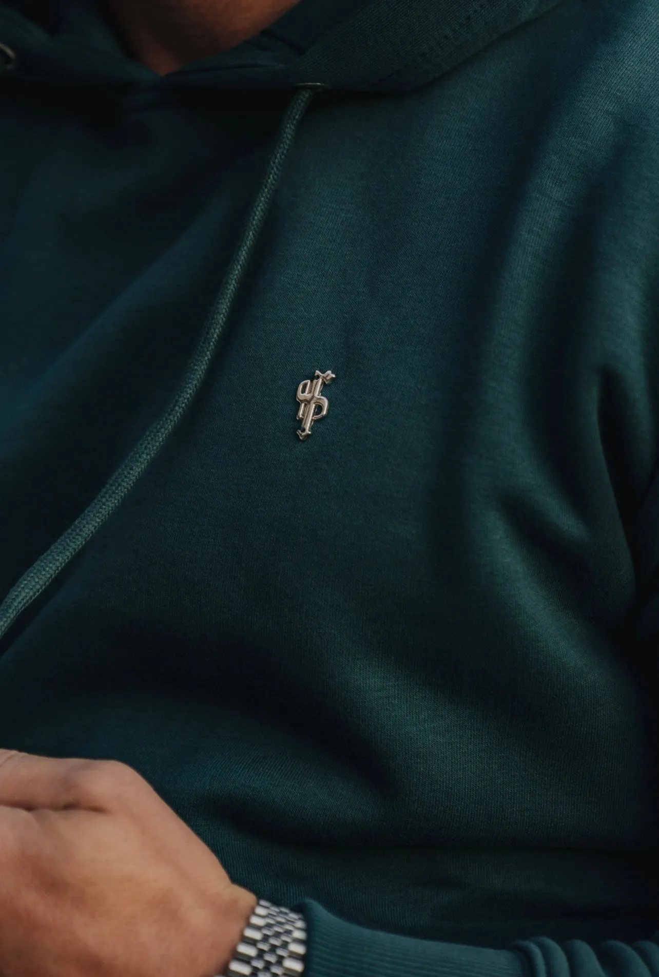 Father Sons Forest Green / Silver Overhead Hoodie Top with Zipped Pockets - FSH799 sold by Father Sons product image thumbnail 5