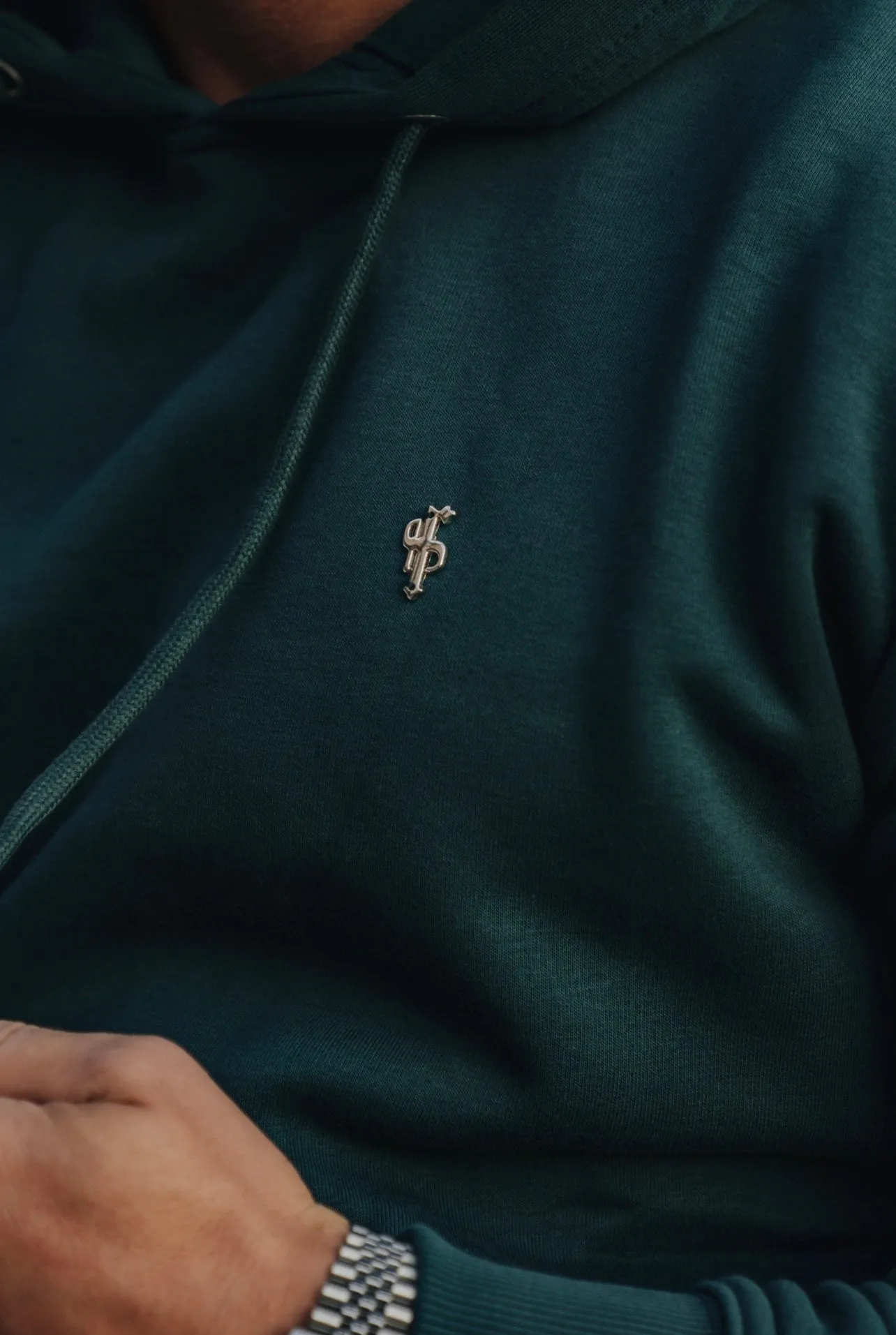 Father Sons Forest Green / Silver Overhead Hoodie Top with Zipped Pockets - FSH799 sold by Father Sons product image thumbnail 4