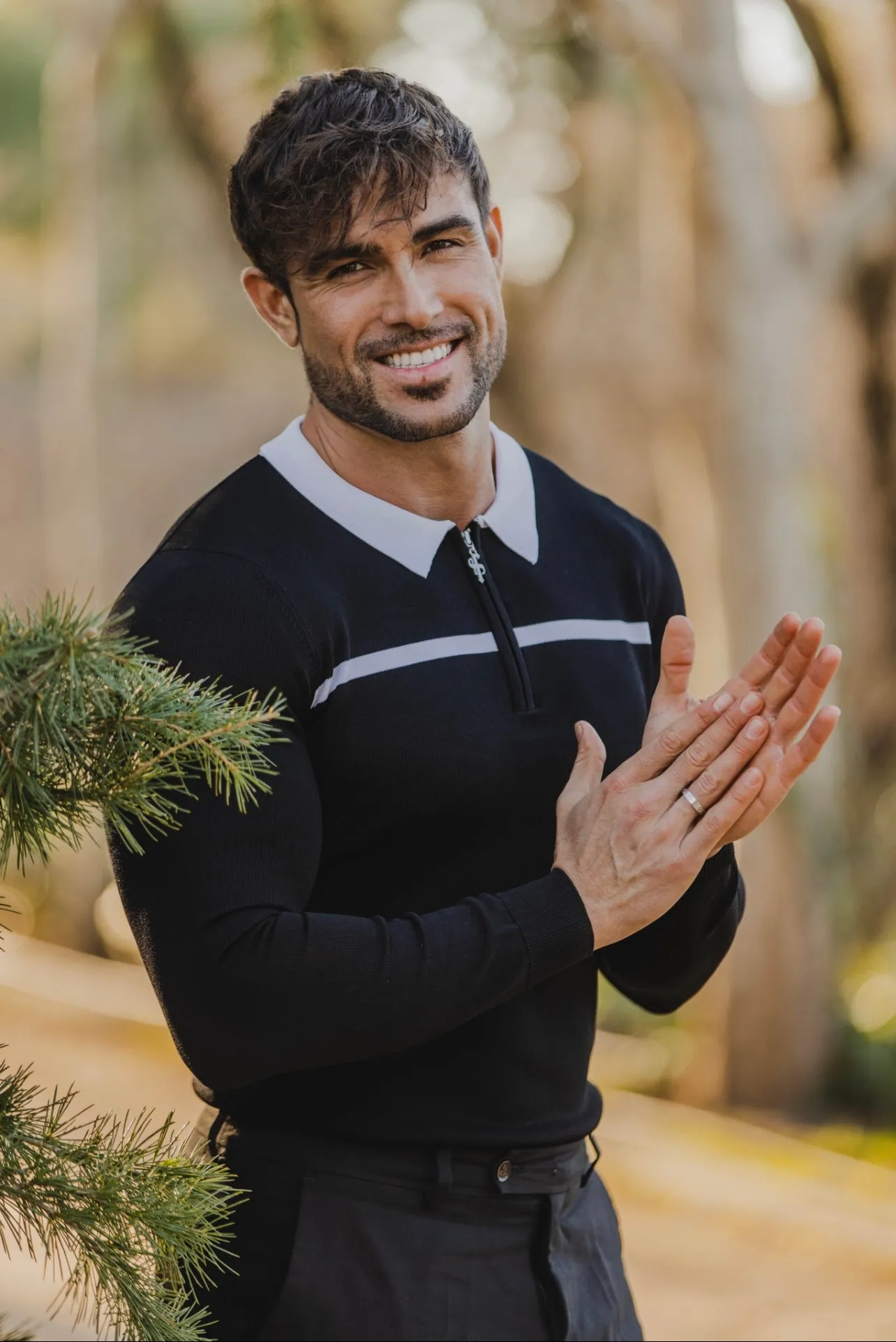 Classic Black / White Horizontal Stripe Zipped Polo Long Sleeve - FSN047 sold by Father Sons product image thumbnail 4