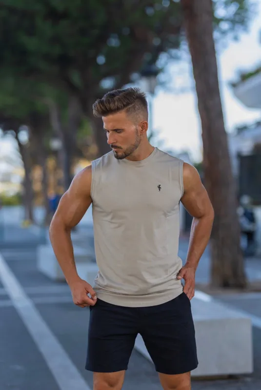 Father Sons Classic Light Grey Longline Gym Vest - FSH756 sold by Father Sons