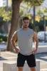 Father Sons Classic Light Grey Longline Gym Vest - FSH756 sold by Father Sons