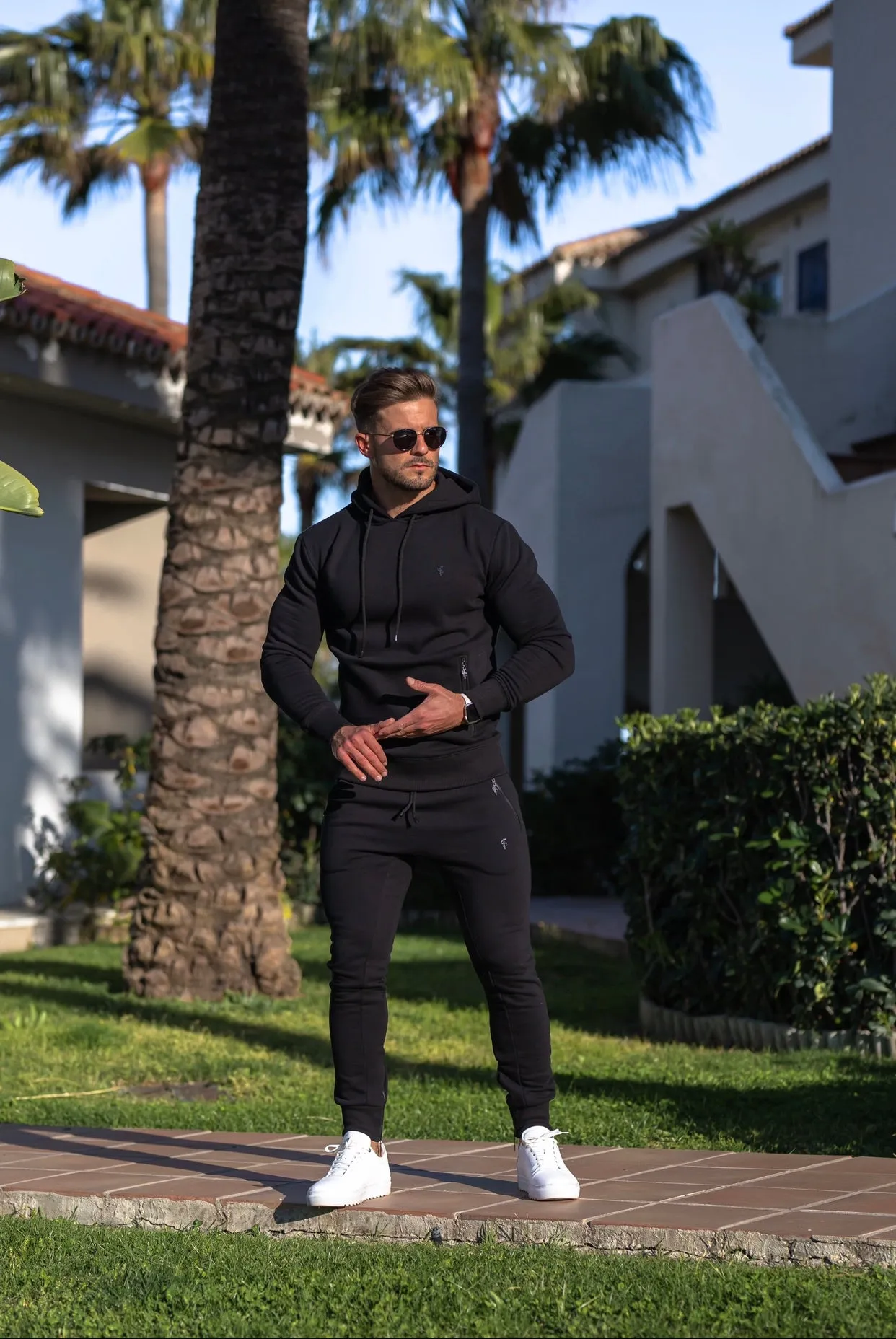 Father Sons Black / Black Tapered Sweat Pants with Ankle Zip Detail - FSH630 sold by Father Sons product image thumbnail 3