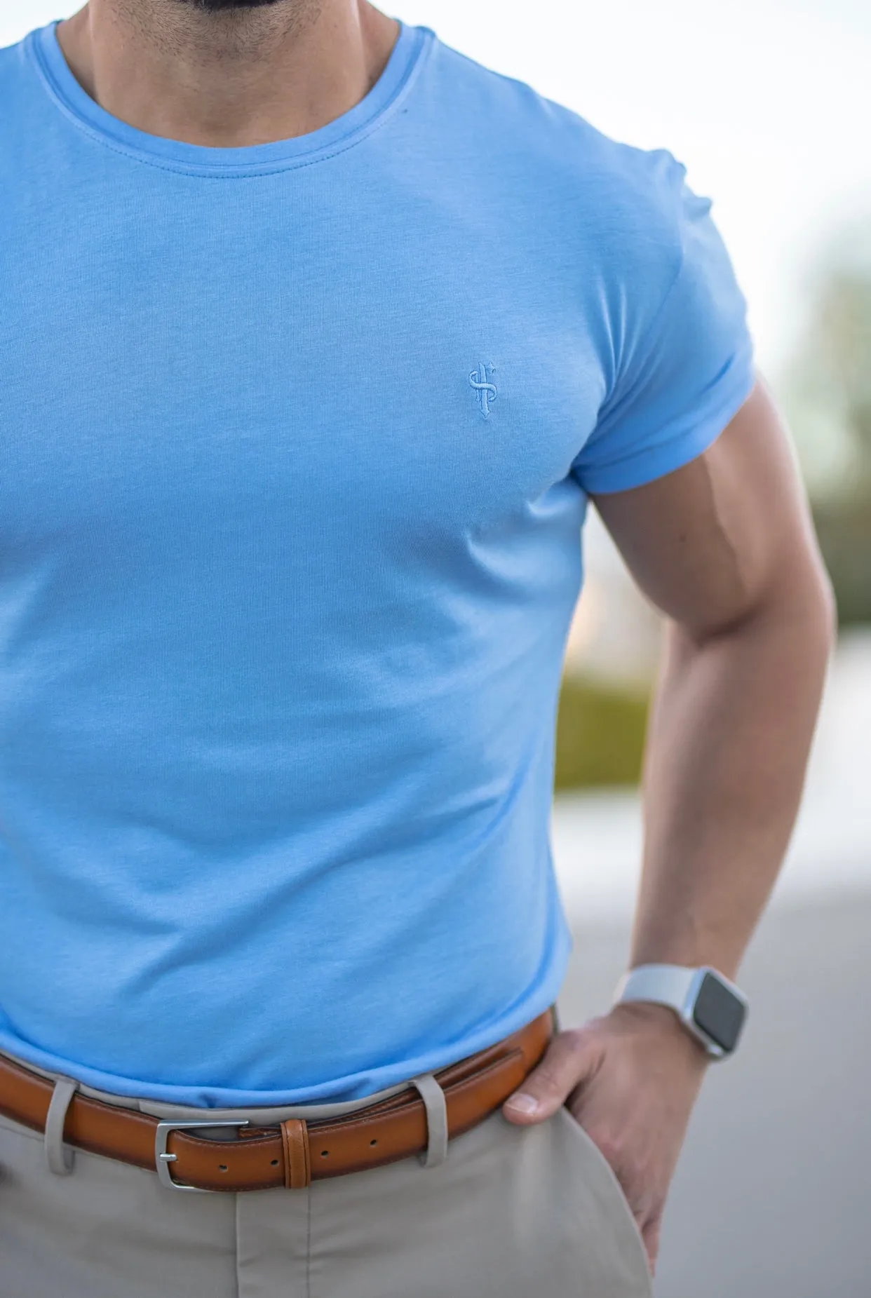 Father Sons Light Blue Bamboo Crew T Shirt - FSH575 sold by Father Sons product image thumbnail 2