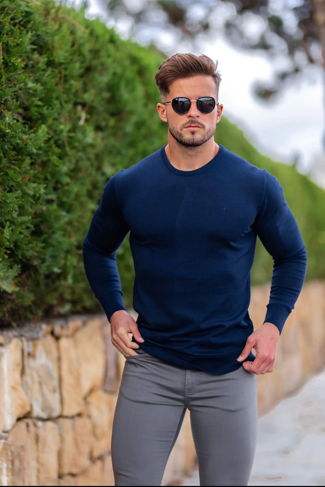 Father Sons Classic Dark Navy Crew Neck Knitted Sweater - FSH608 sold by Father Sons product image thumbnail 2