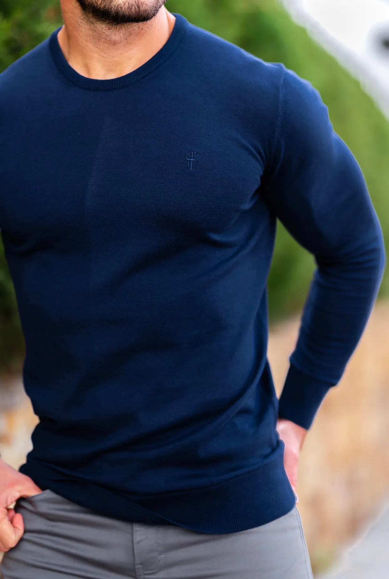 Father Sons Classic Dark Navy Crew Neck Knitted Sweater - FSH608 sold by Father Sons product image thumbnail 4
