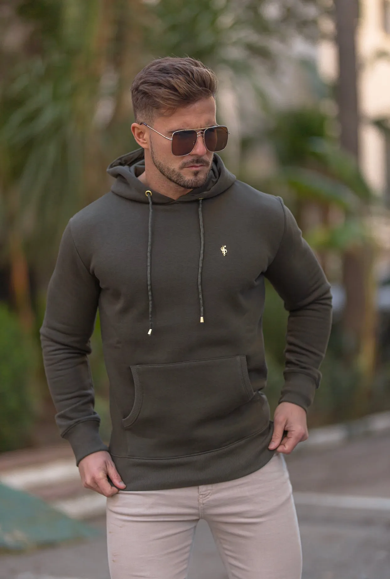 Father Sons Khaki & Gold Overhead Hoodie Sweater - FSH543 sold by Father Sons