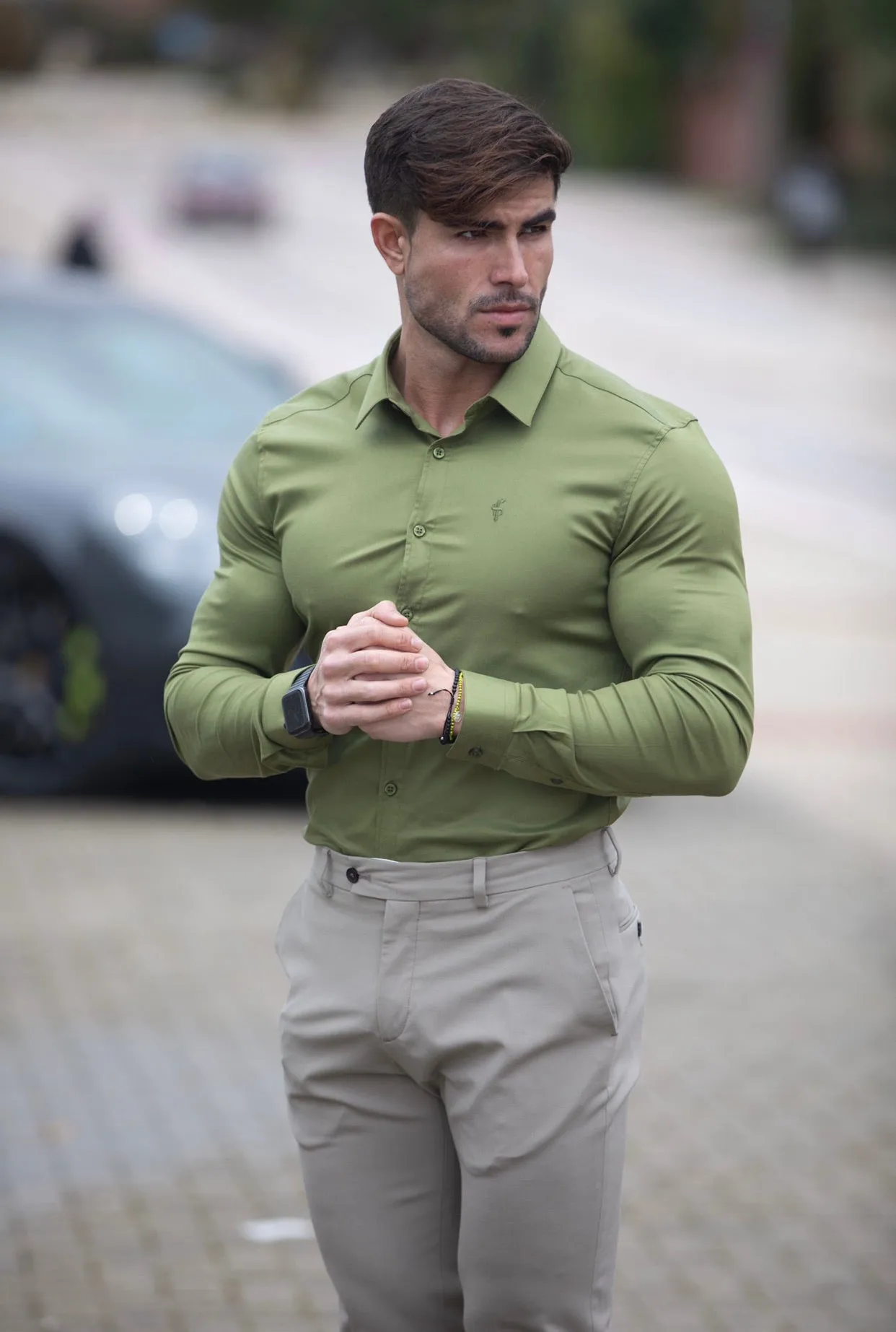 Father Sons Super Slim Luxe Ultra Stretch Classic Green Long Sleeve - FS741 sold by Father Sons product image thumbnail 2