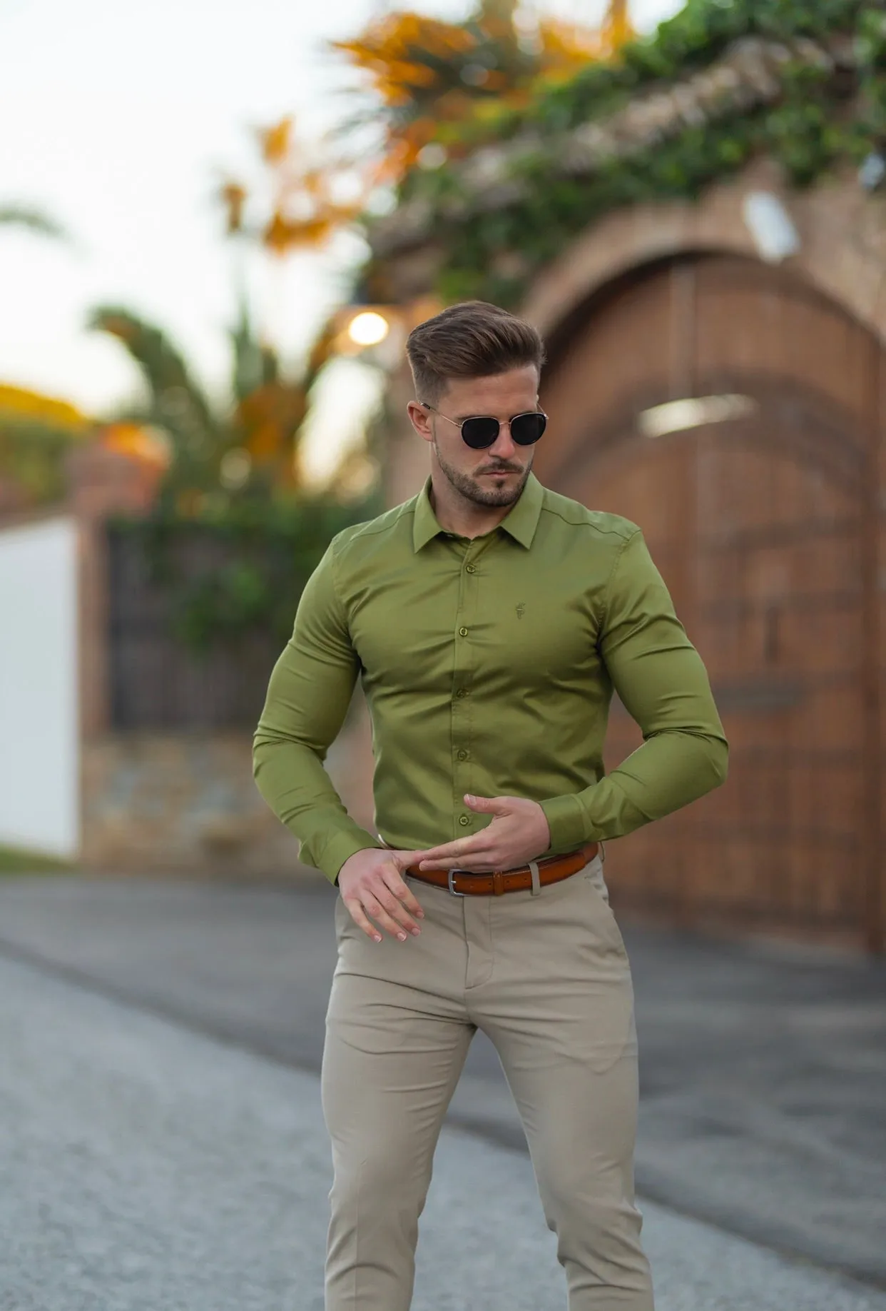 Father Sons Super Slim Luxe Ultra Stretch Classic Green Long Sleeve - FS741 sold by Father Sons product image thumbnail 3
