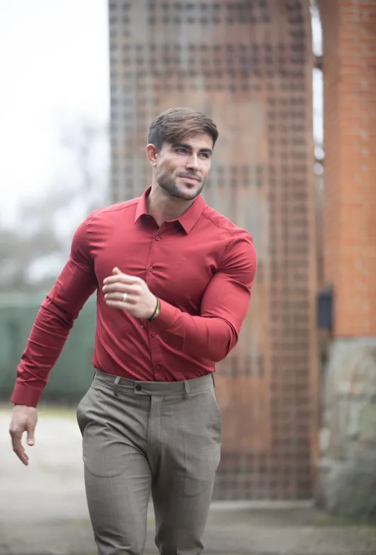 Father Sons Super Slim Luxe Ultra Stretch Classic Mid Burgundy Long Sleeve -  FS743 sold by Father Sons