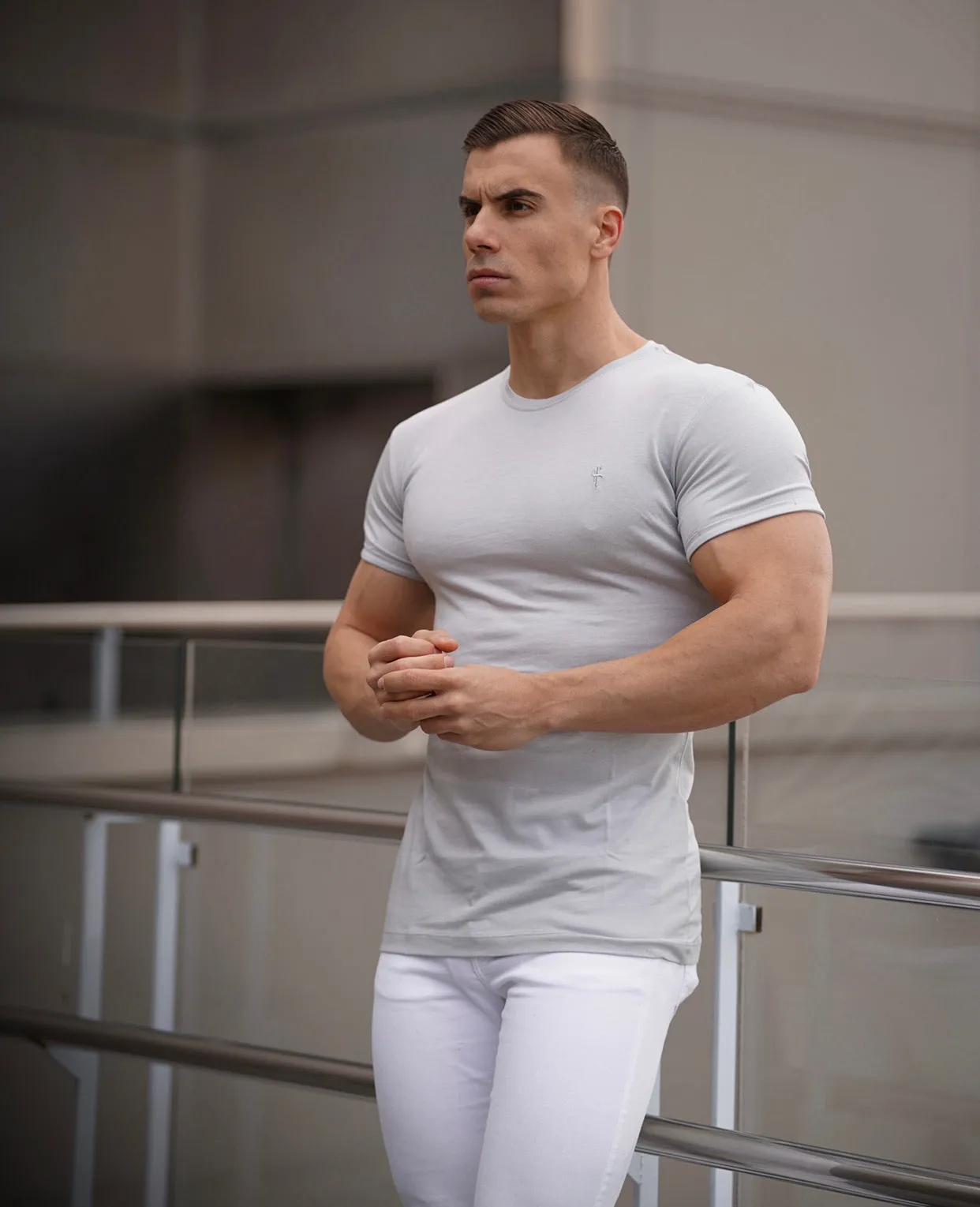 Father Sons Light Grey Bamboo Crew T Shirt - FSH578 sold by Father Sons product image thumbnail 4