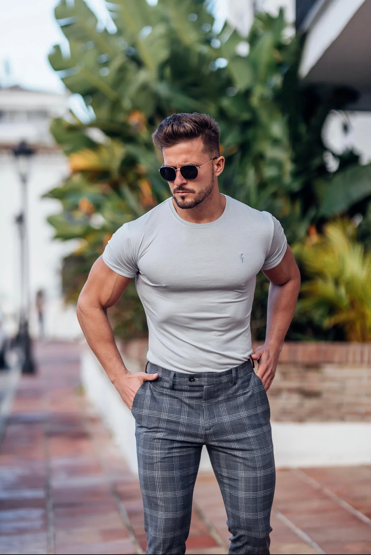 Father Sons Light Grey Bamboo Crew T Shirt - FSH578 sold by Father Sons