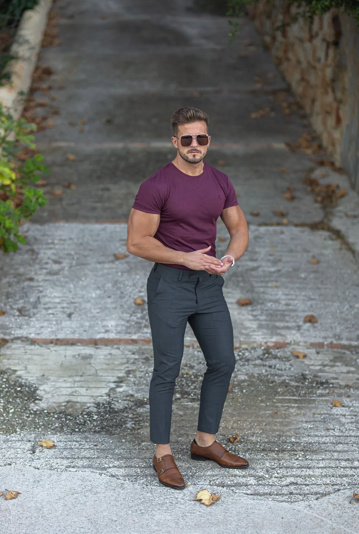 Father Sons Burgundy Bamboo Crew T Shirt - FSH572 sold by Father Sons product image thumbnail 3