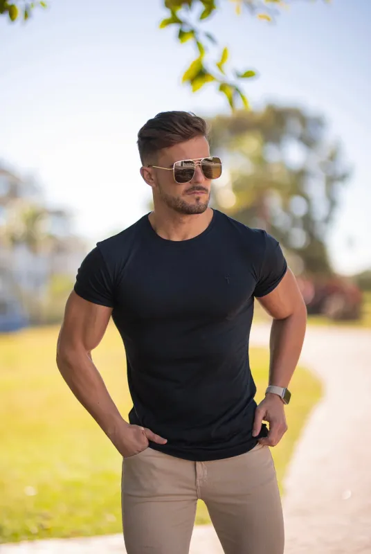 Father Sons Navy Bamboo Crew T Shirt - FSH579 sold by Father Sons