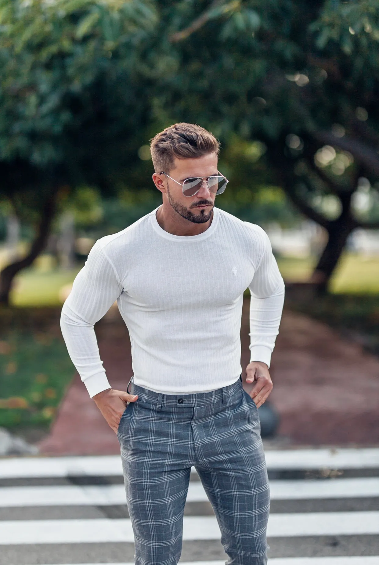 Father Sons Classic White Ribbed Knit Sweater - FSH534 sold by Father Sons product image thumbnail 2