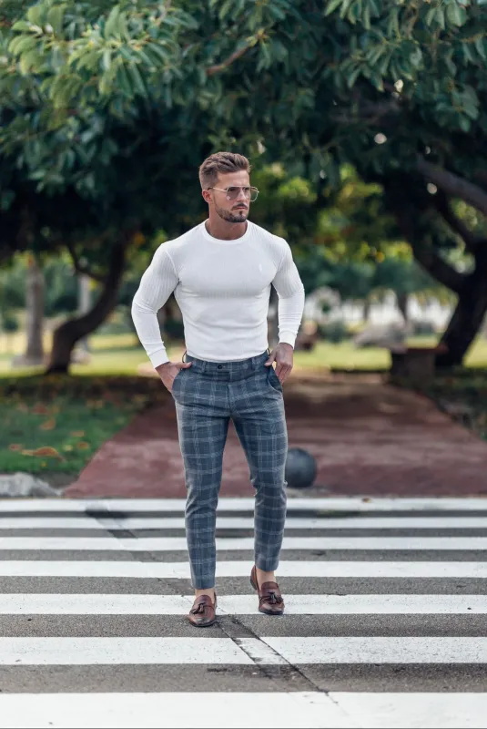 Father Sons Classic White Ribbed Knit Sweater - FSH534 sold by Father Sons