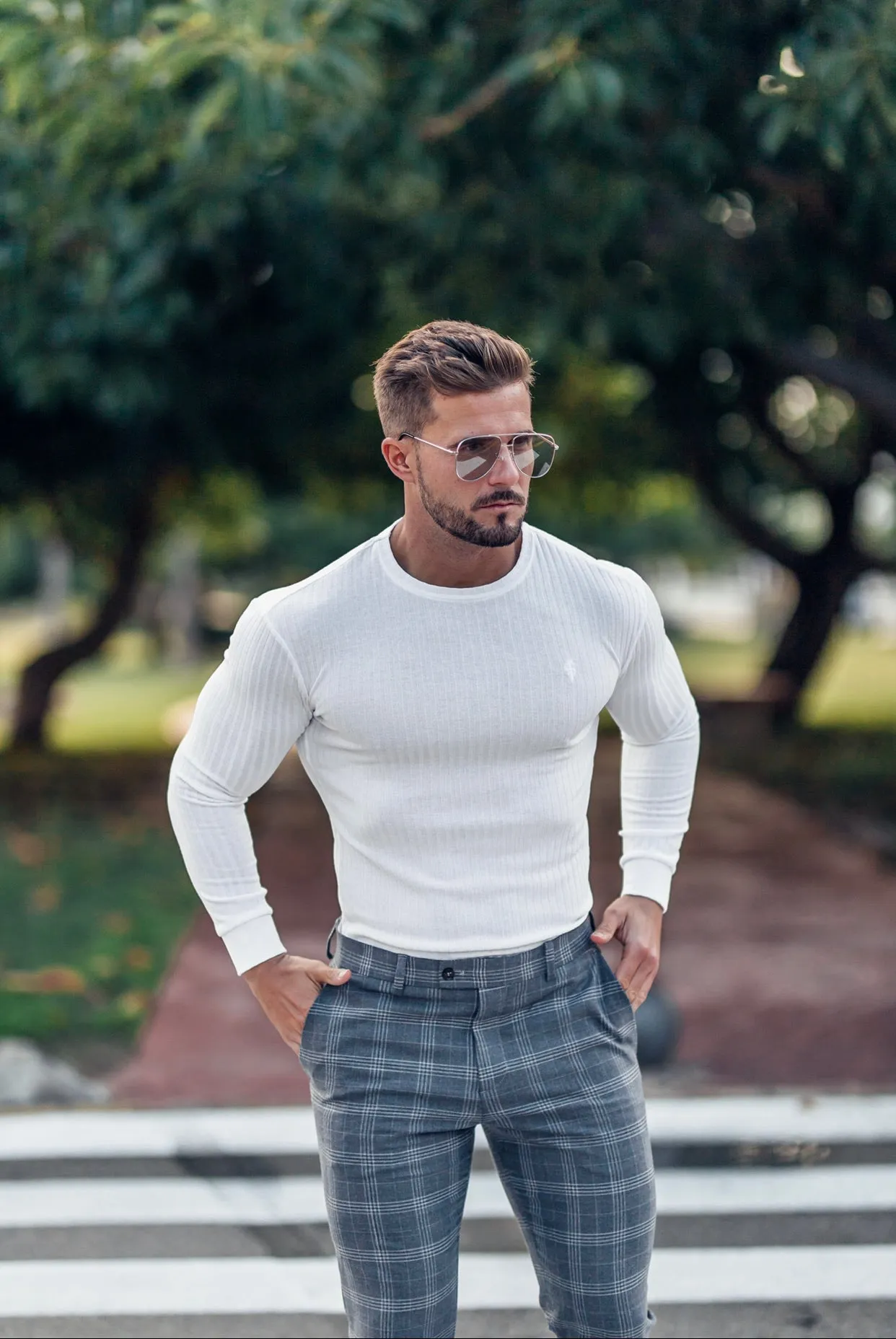Father Sons Classic White Ribbed Knit Sweater - FSH534 sold by Father Sons product image thumbnail 3