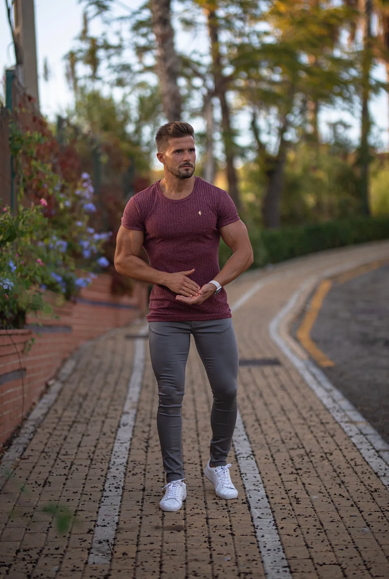 Father Sons Classic Claret Ribbed Crew Black Metal Emblem - FSH506 sold by Father Sons